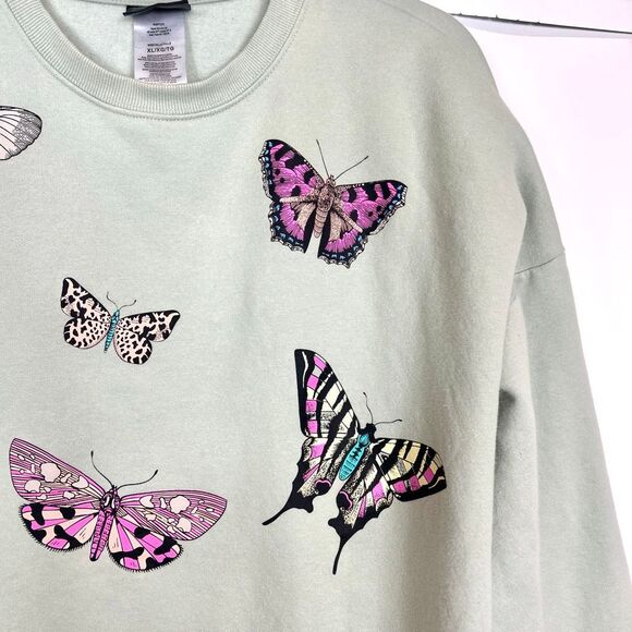 Womens butterfly crewneck sweatshirt XL Graphic Cozy Sweater Extra large insect - Picture 7 of 10